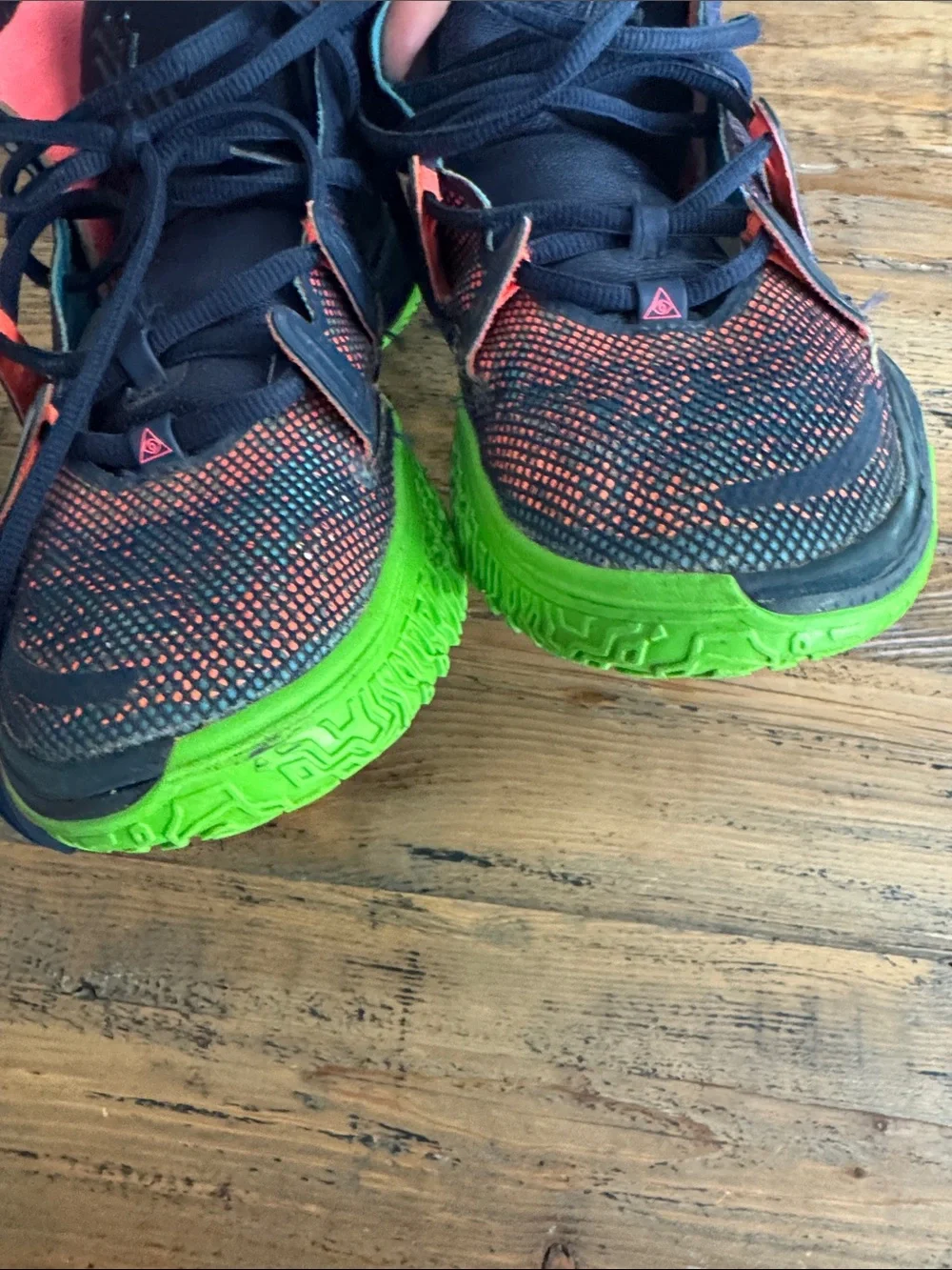 Mens Nike Navy and Orange  Kyrie Ervin Athletic Shoes with Green Accents